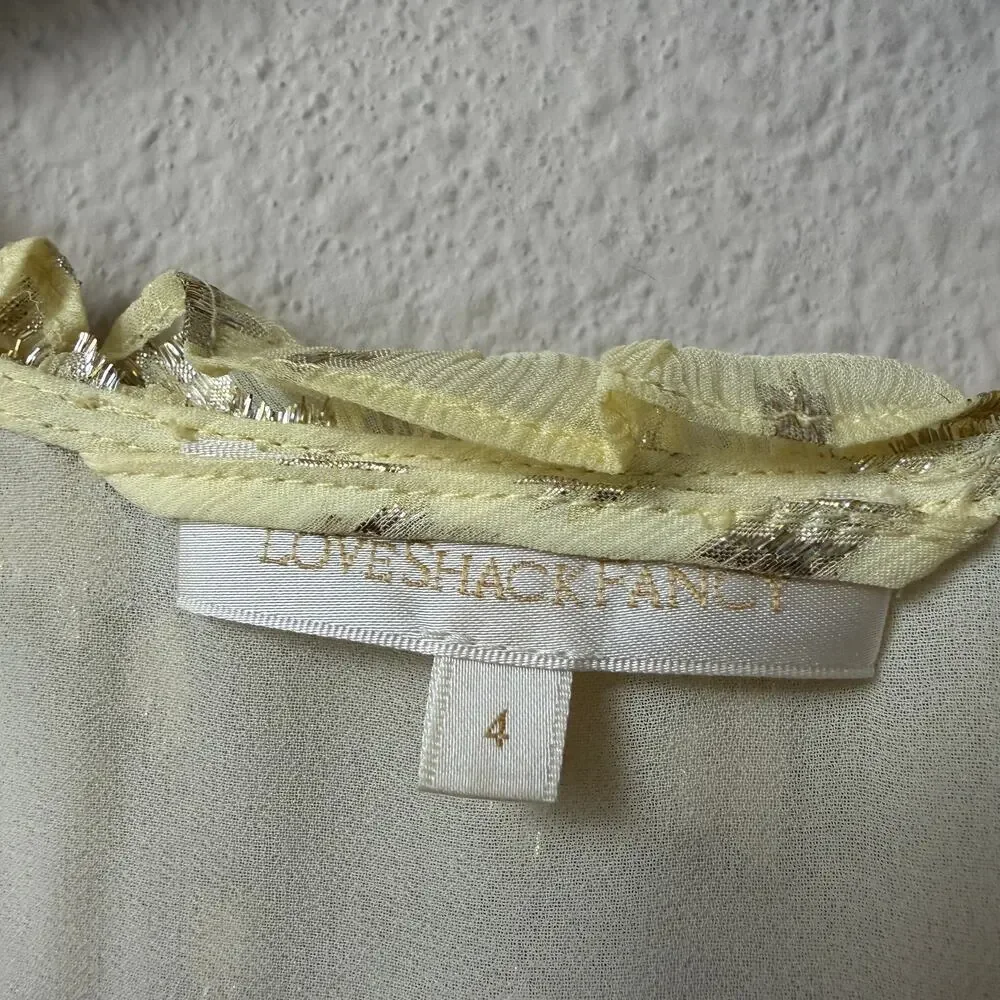 LoveShackFancy Rina Star Dress in Sunflower Size 4
